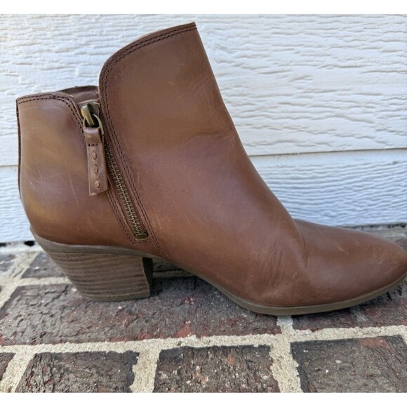 Frye Boots Judith Womens 8.5M Side Zip Ankle Bootie 3471733-WHE Brown Heels - Picture 6 of 8